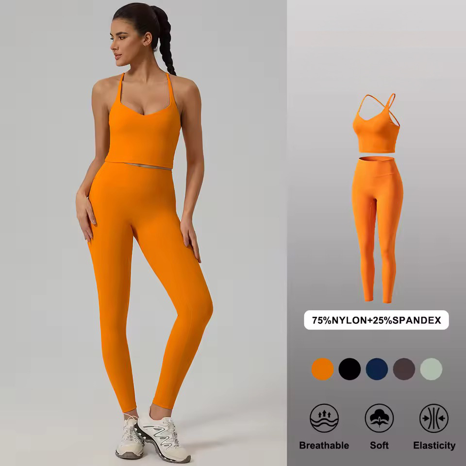 Chegada Fresca 5 Conjunto de Roupas de Yoga Elegantes para Mulheres, Camiseta de Manga Curta + Sutiã Esportivo + Regata de Ginásio + Shorts de Cintura Alta e Leggings para Exercícios