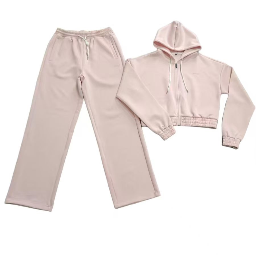 Conjunto de Moletom com Zíper para Mulheres, Calças de Moletom, Roupas Casuais de Esporte, Conjuntos de Treino