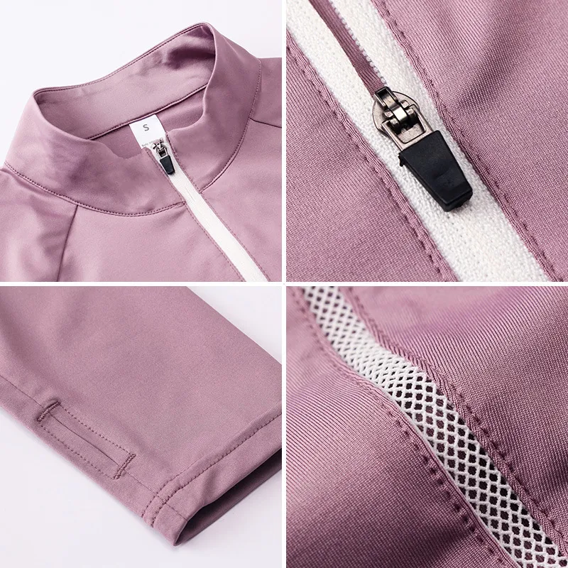Roupas de Esporte Femininas de Manga Longa para Outono e Inverno, Roupas Justas de Alta Elasticidade, Moletom com Gola Alta de Secagem Rápida para Corrida e Yoga