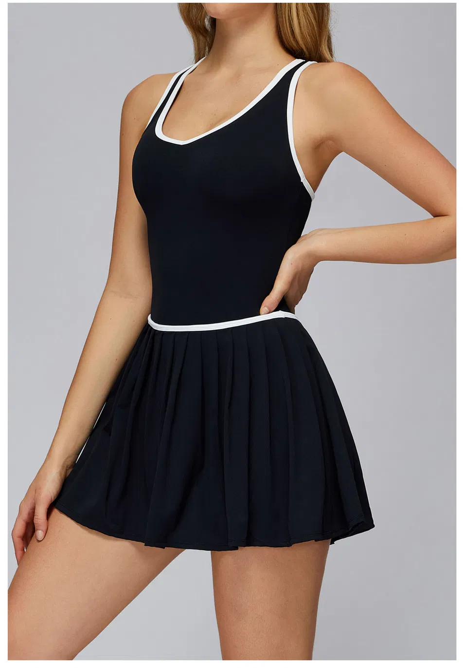 Roupas de Ginástica Femininas Personalizadas com Logo, Vestido Halter, Saia de Tênis