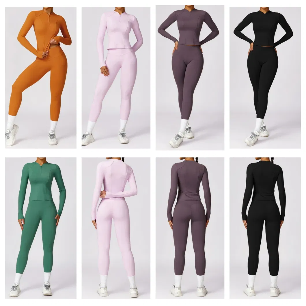 Mulheres 2PCS Leggings de Cintura Alta Camiseta Sutiã Roupas Esportivas Yoga Academia