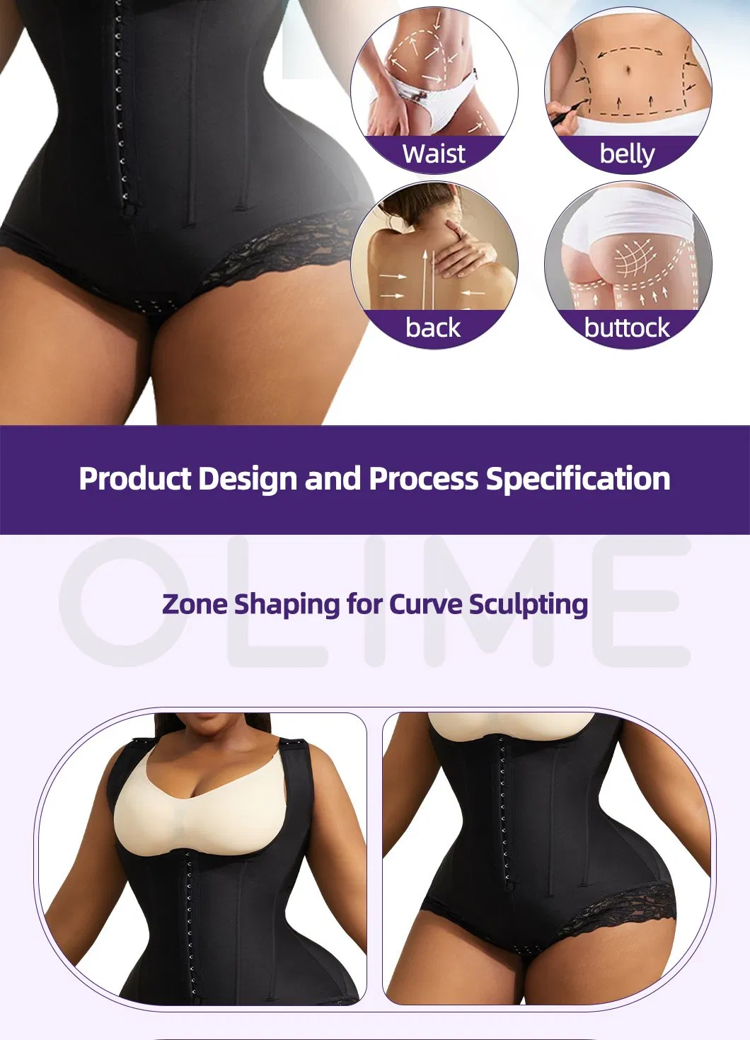 Moldador de Corpo Inteiro de Alta Qualidade com Controle de Barriga, Macacão Shapewear, Fio Dental, Faja Lombar para Mulher, Roupa de Compressão para Uso Pós-Lipoaspiração