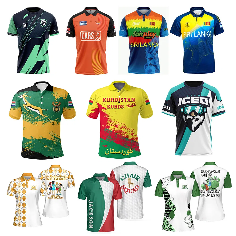 Camisa Polo Impressa Roupas Golfe Esportes Impressão Sublimada