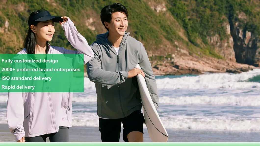 Roupas esportivas personalizadas, à prova de vento e impermeáveis, para uso externo em jaquetas de hiking, vestuário protetor contra o sol