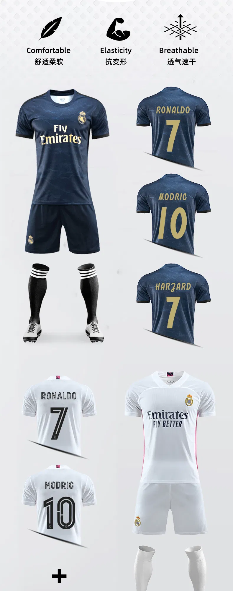 Nova Camisa de Futebol Adulto do Brasil Argentina México Inglaterra Casa e Fora