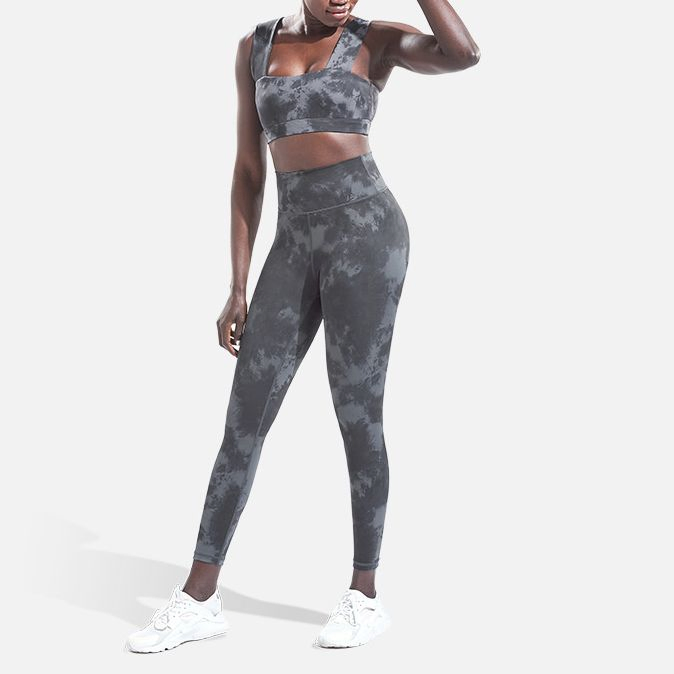 Conjunto de Treino Feminino Leggings de Cintura Alta Sutiã de Esporte Roupas de Academia