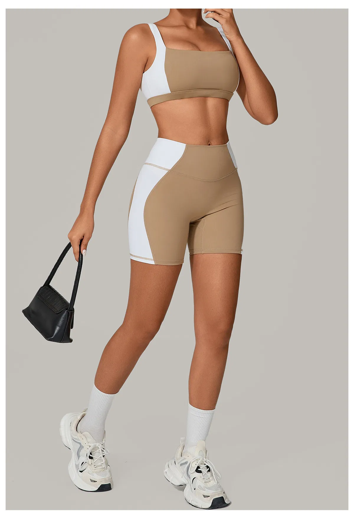 Roupas de Fitness para Mulheres com Cores em Bloco, Secagem Rápida, Intensidade Média para Yoga e Academia