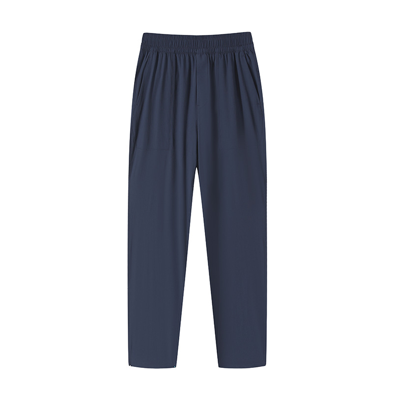 Roupas esportivas, Calças de secagem rápida, Calças longas soltas de outono para homens em seda de gelo fina para corrida ao ar livre, Calças longas casuais para treinamento de yoga e fitness