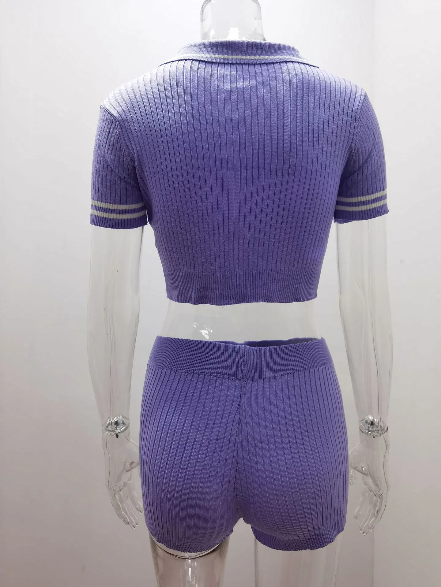 2025 Conjunto de Shorts Casuais Tricotados Sexy para Mulheres 2 Camiseta de Manga Curta Respirável e Ajuste Slim para Roupas de Golfe