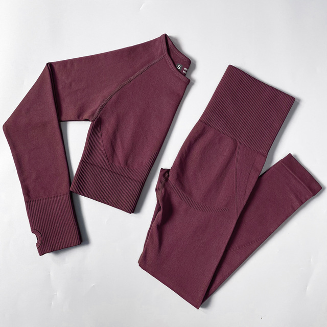 Conjunto de Atividades Sem Costura para Esportes Atacado 4PCS Conjuntos de Yoga e Fitness de Manga Longa para Mulheres Roupas de Esporte