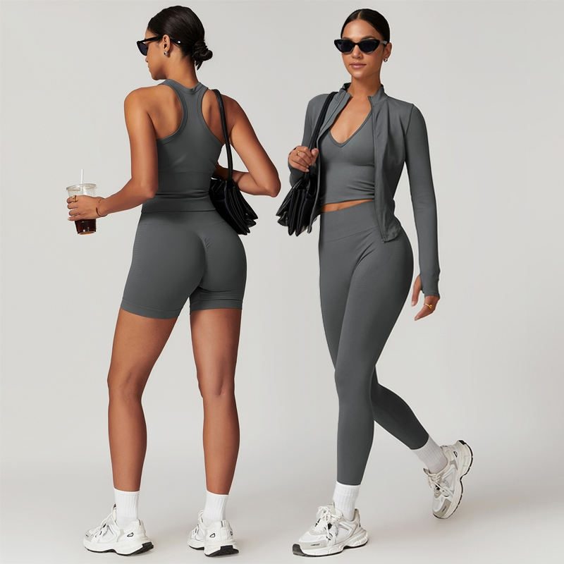 Conjunto de Yoga Sem Costura de Alta Elasticidade para Mulheres, Roupas de Treino para Fitness
