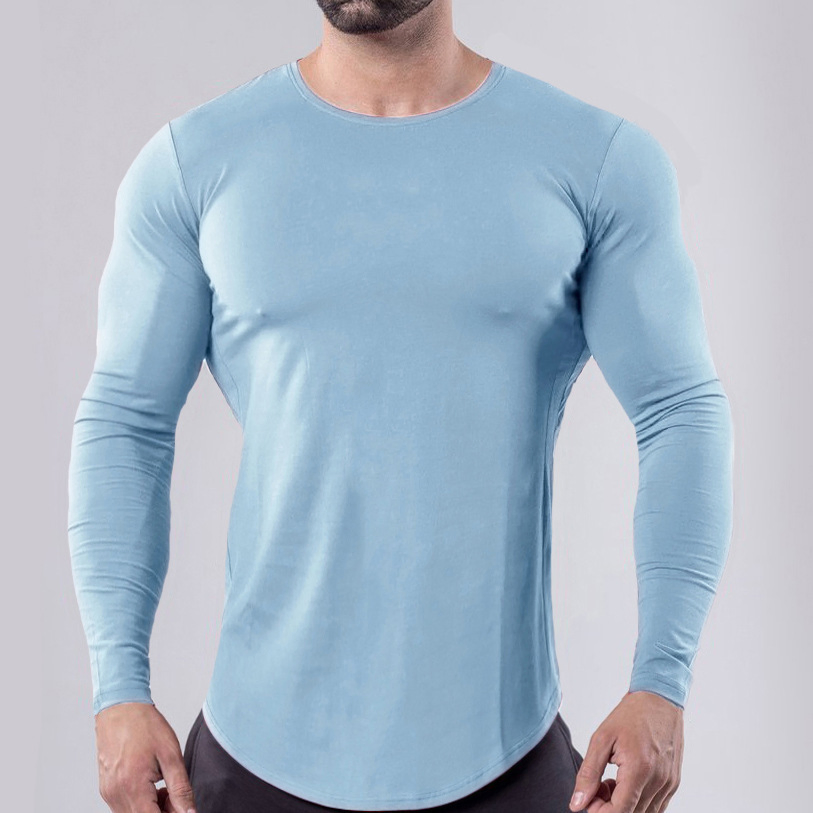 Camiseta de Manga Longa de Fitness Muscular Alta Elasticidade Rápido Secagem Calças para Treinamento de Basquete Masculino Roupas de Esporte para Corrida