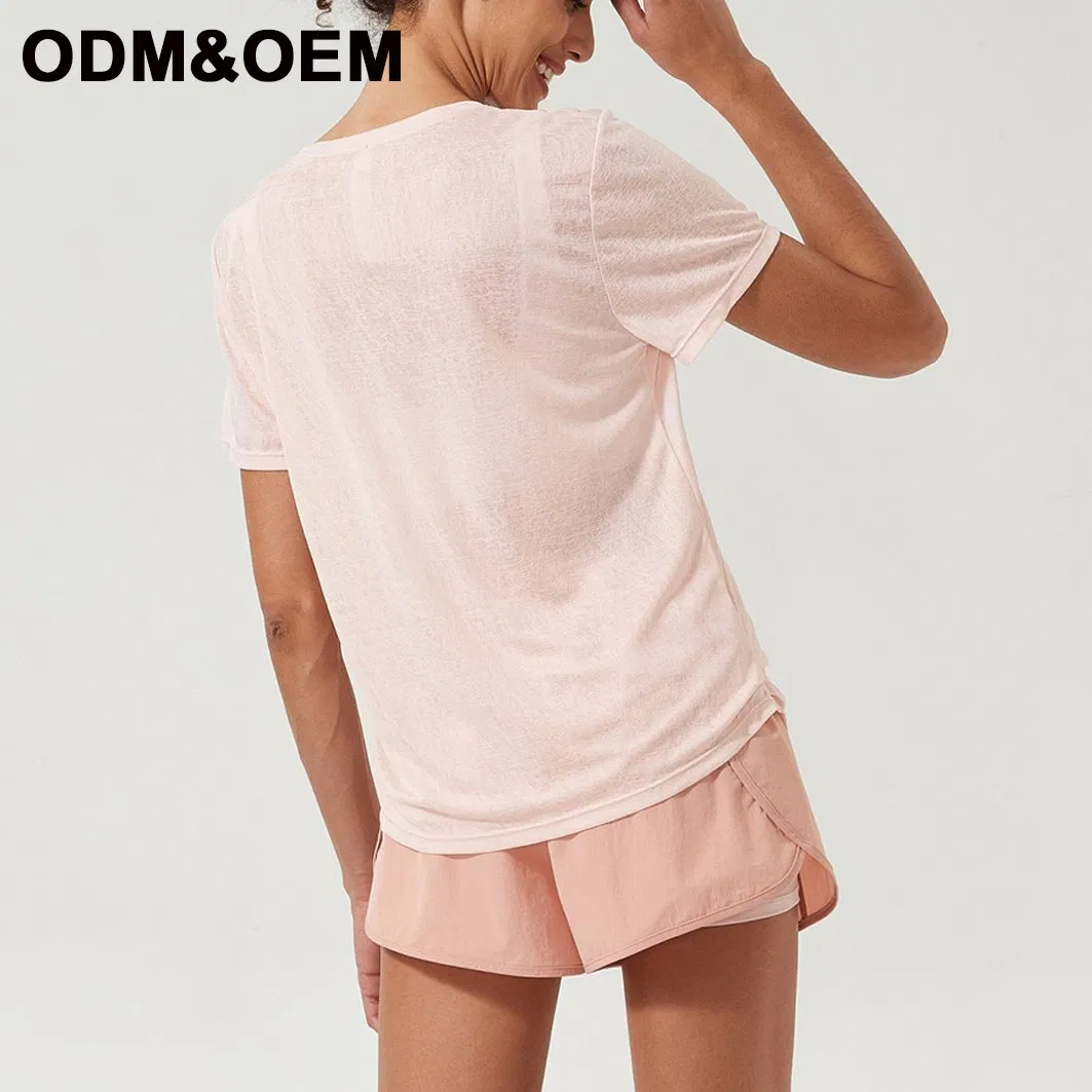 Camisetas femininas personalizadas, soltas, cropped, camisetas de yoga, roupas esportivas, tops de fitness, blusas de yoga de secagem rápida, roupas de ginástica para corrida
