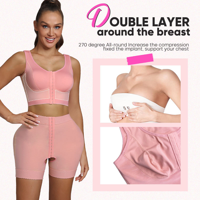 Top de Recuperação Cirúrgica para Mulheres, Sutiã de Mastectomia, Levanta Bumbum, Shorts de Modelagem Pós-Cirurgia, Roupas de Compressão, Fajas Colombianas