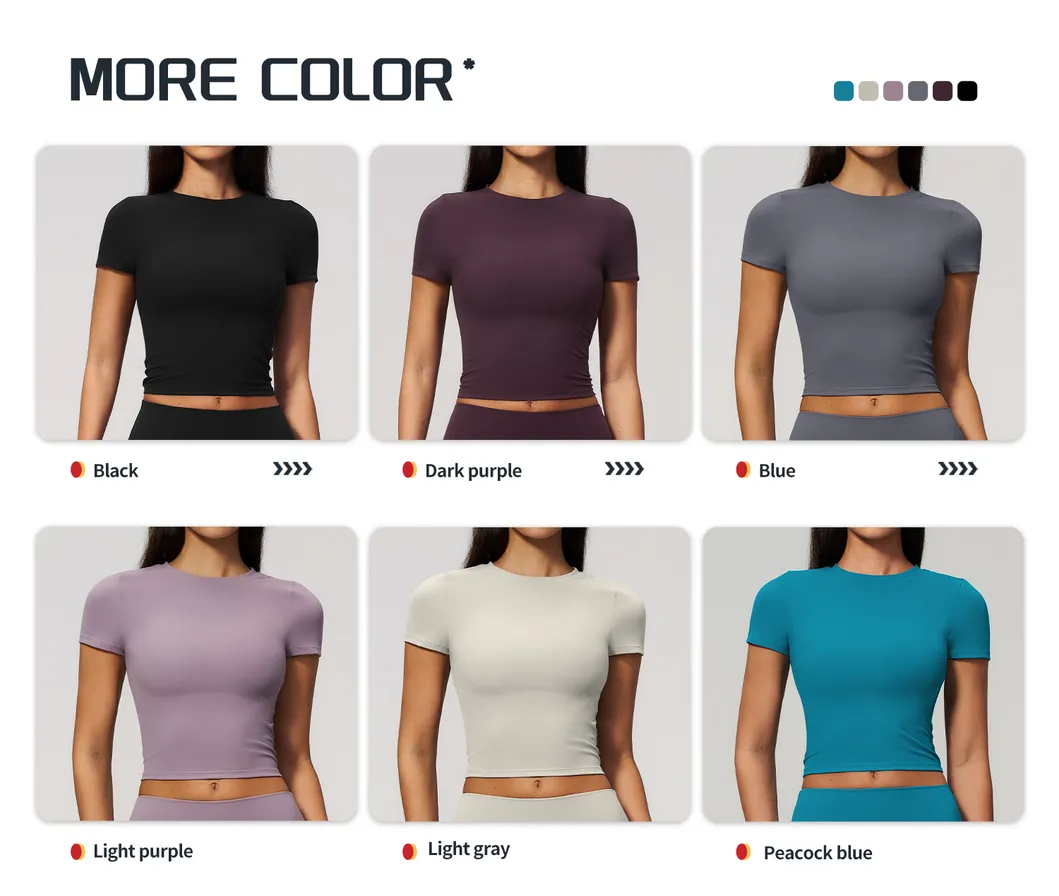 Roupas de Moda Fitness, Roupas Esportivas, Leggings de Cintura Alta para Corrida e Blusa Justa de Gola Redonda