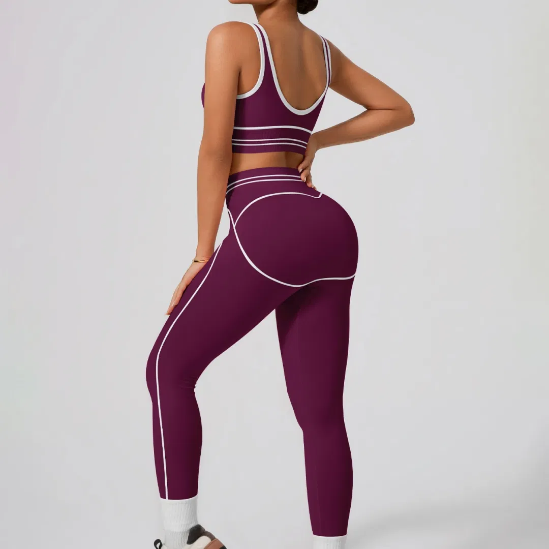 Conjunto de Top e Calça de Esporte com Bloco Ativo Roupas para Pilates, Yoga, Fitness, Academia e Corrida