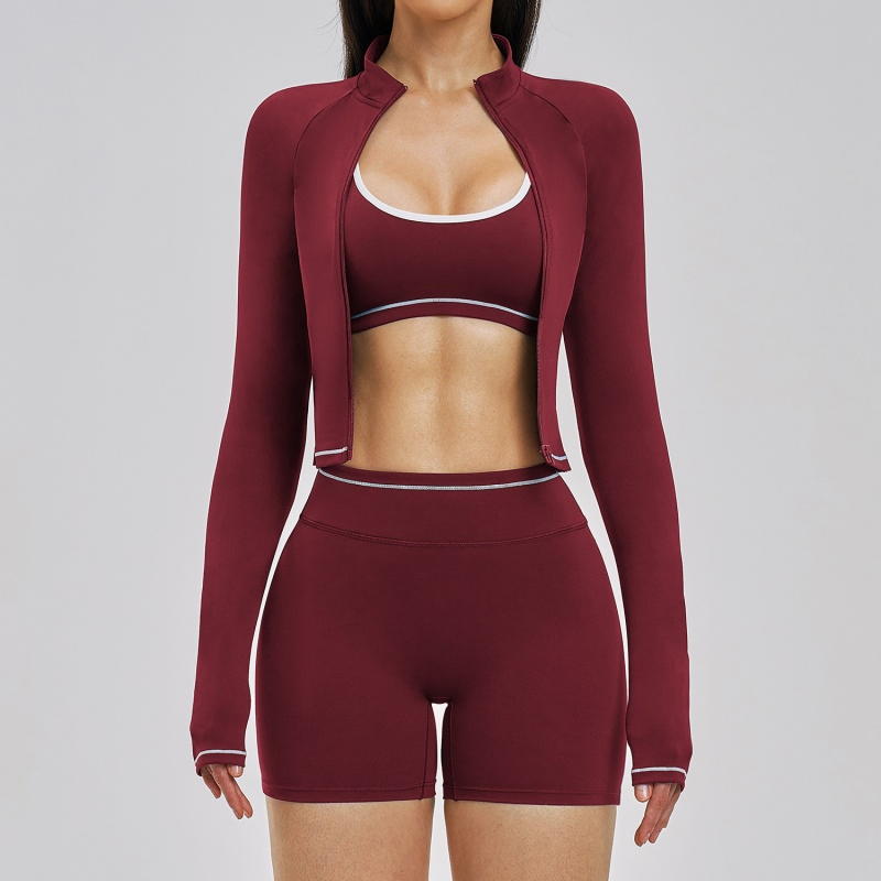Roupas de Ginástica para Mulheres 3, Atacado Chinês de Roupas para Sutiã Esportivo, Jaqueta e Shorts