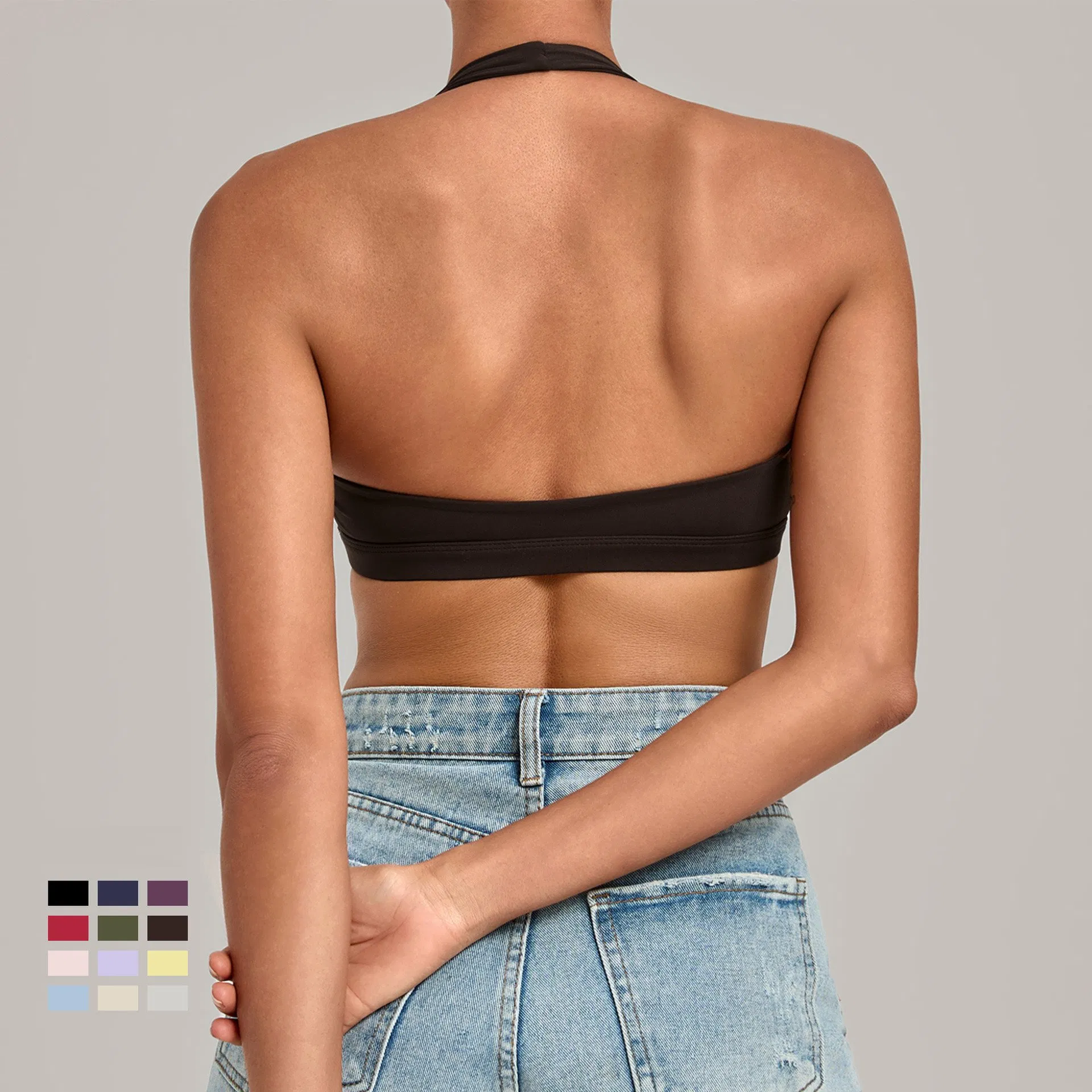 Roupas Femininas para Atividades ao Ar Livre Top Transparente Halter Yoga Costas Descobertas Sutiã Esportivo