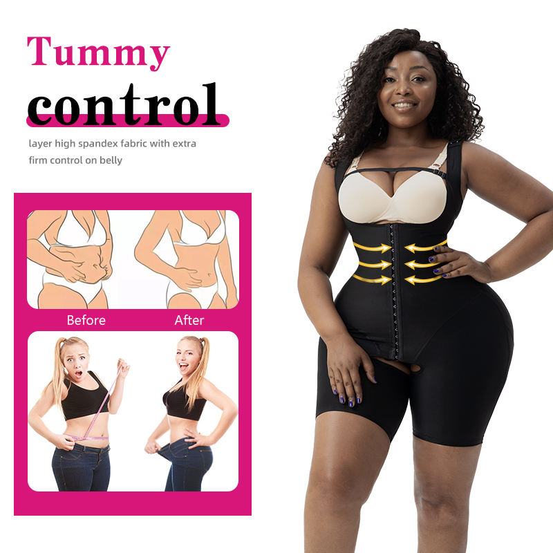 Compressão Pós-Operatória de Lipo 45% Faja de Spandex para Controle da Barriga, Vestuário para Modelar o Abdômen, Body Short para Mulheres