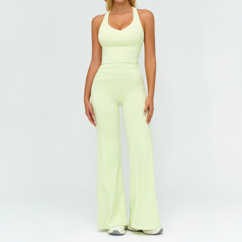 Roupas Elegantes e Respiráveis para Mulheres, Calças de Perna Larga + Top de Treino, Conforto Macio, Moda Feminina