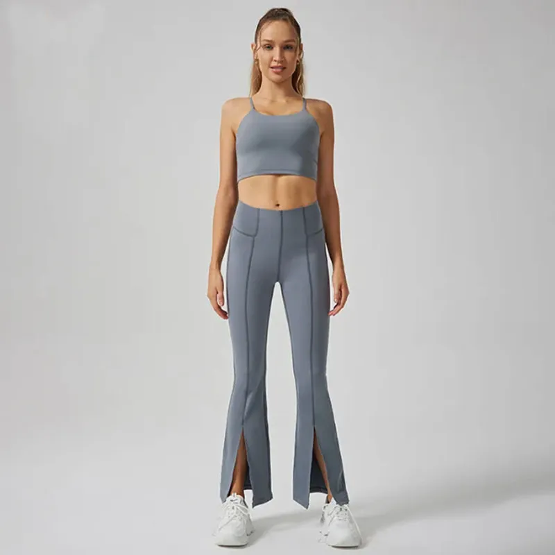 Conjunto confortável de top e calça legging esportiva