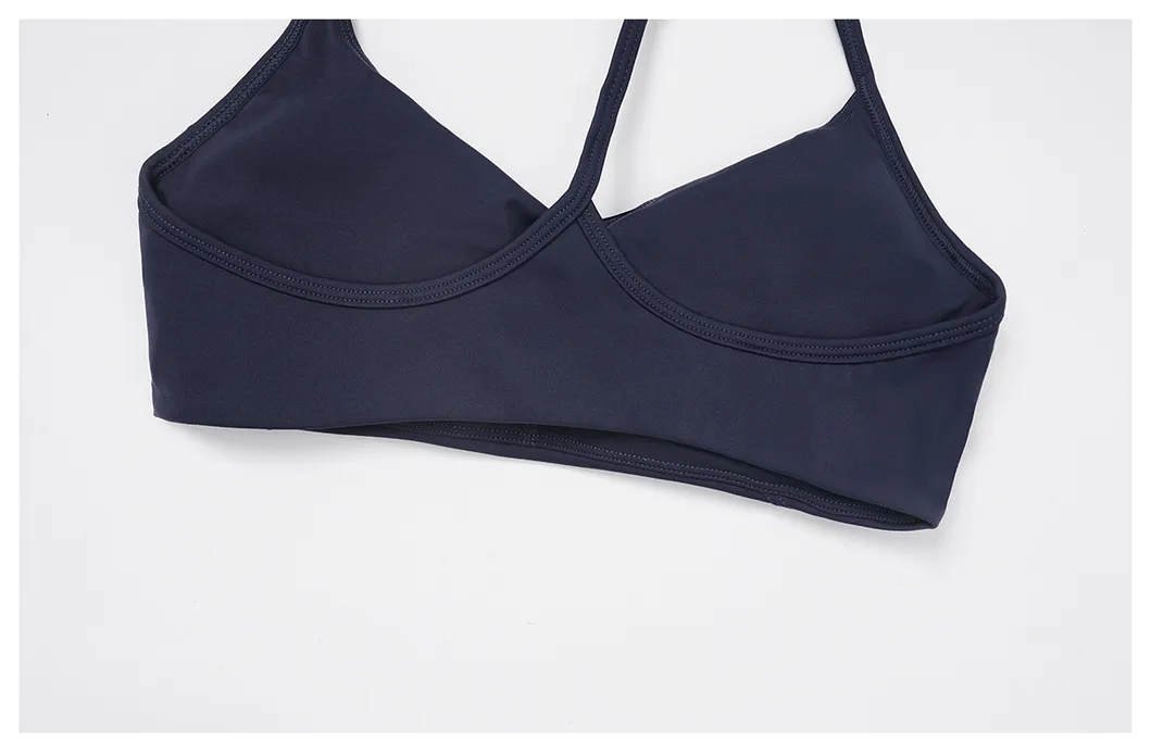 Sutiã esportivo longo com decote em V sexy para mulheres