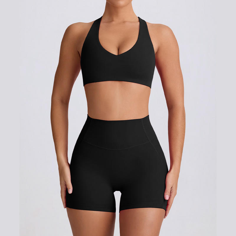 Conjunto de Yoga Flare com Bolso Traseiro para Beleza, Conjunto de Ginástica Sexy com Costas Cruzadas para Mulheres