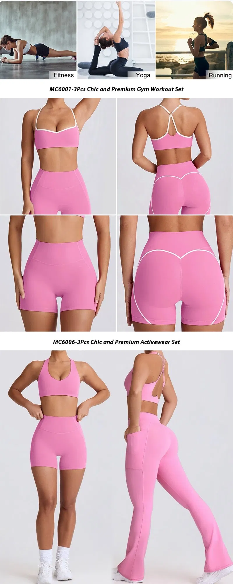 Conjunto de 3 peças costas em coração