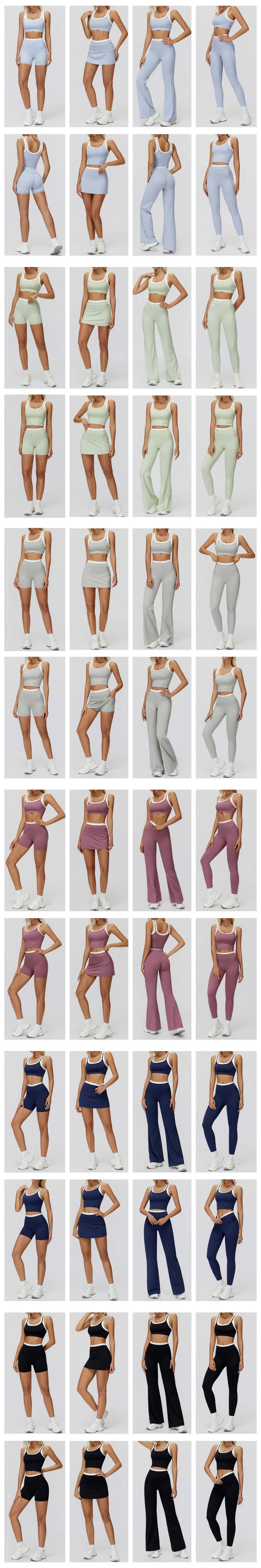Bra Crop Top Skirt Shorts Leggings Women Sport Fitness Gym Clothing