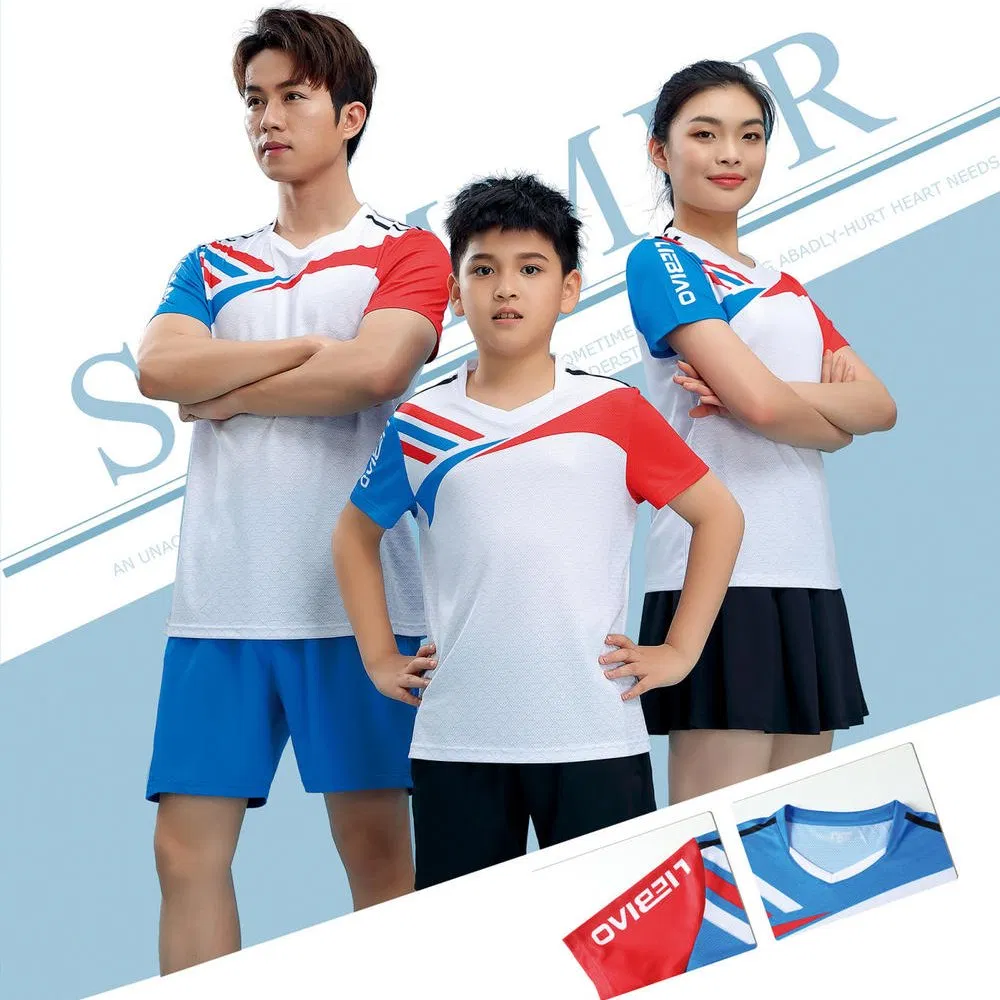 Conjunto de Pais e Filhos para Esportes, Futebol de Pluma, Camiseta Casual, Vestuário Esportivo de Manga Curta