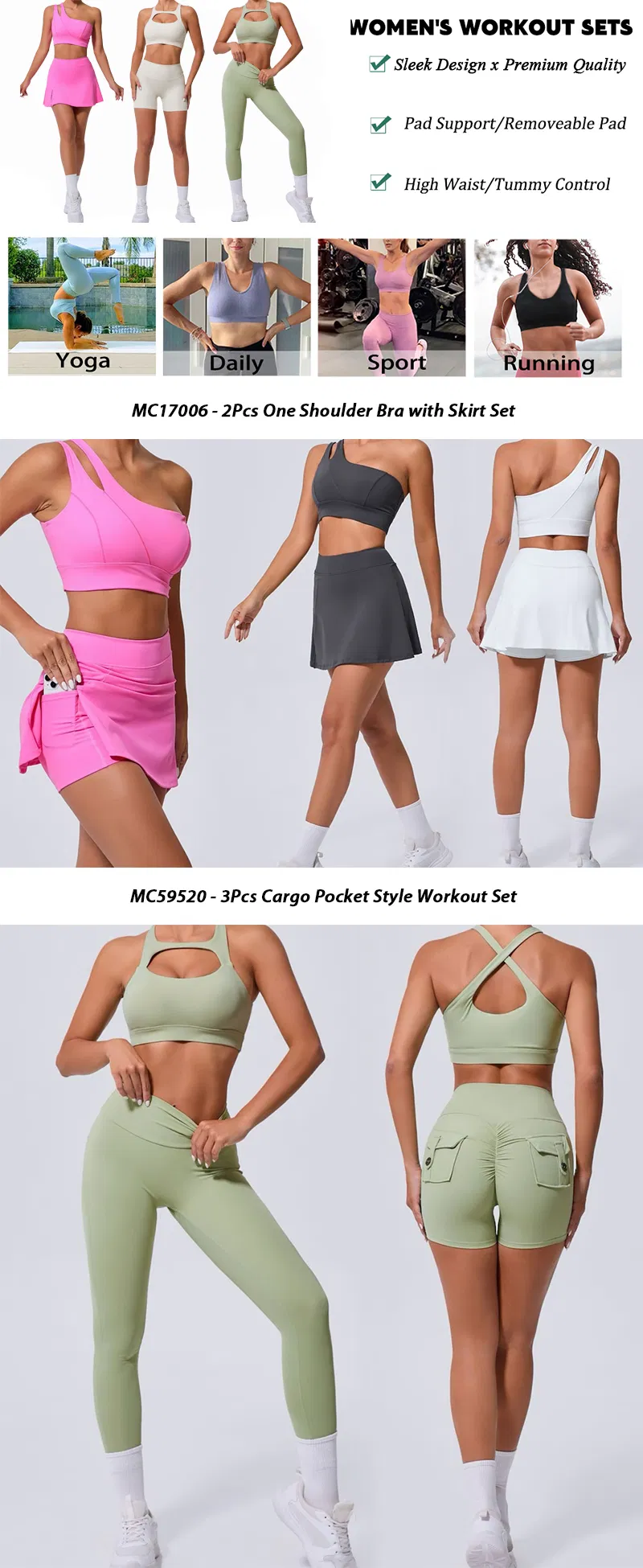 Conjunto fitness 2 peças com sutiã ombro único