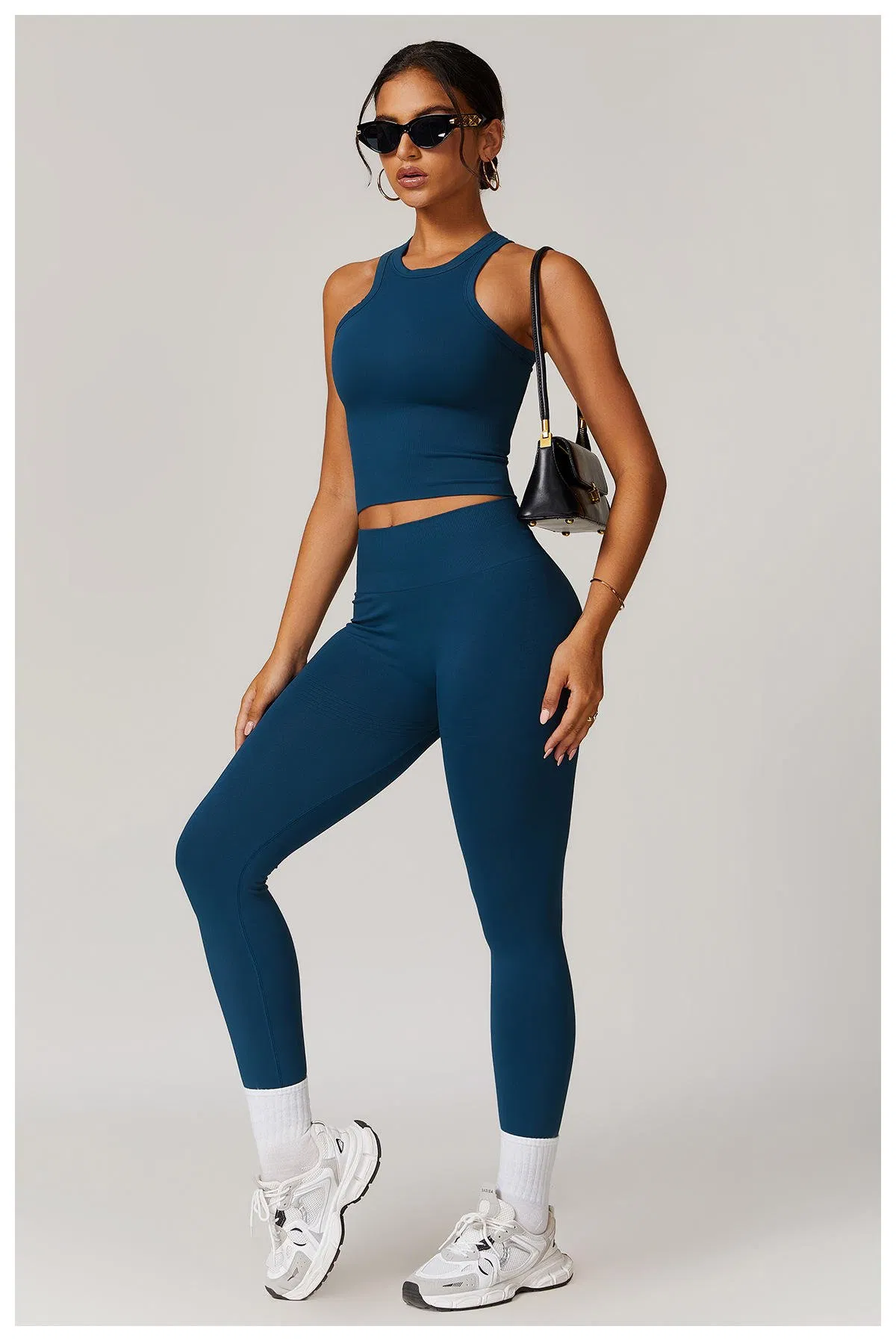 Conjunto de Yoga Sem Costura de Alta Elasticidade para Mulheres, Roupas de Treino para Fitness