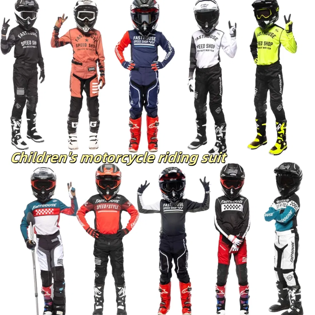 Roupas de Ciclismo ao Ar Livre para Crianças, Camisa de Manga Longa e Calças Longas, Roupas Esportivas, Conjunto de Motocicleta, Conjunto de Bicicleta, Traje de Corrida, Roupas de Motocicleta Off-Road