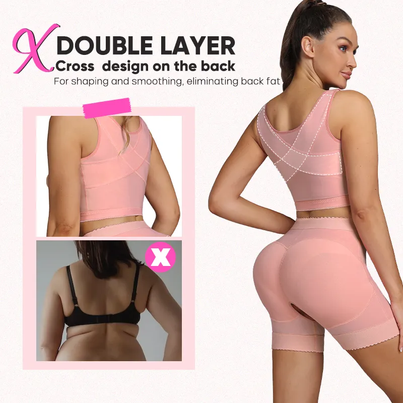 Top de Recuperação Cirúrgica para Mulheres, Sutiã de Mastectomia, Levanta Bumbum, Shorts de Modelagem Pós-Cirurgia, Roupas de Compressão, Fajas Colombianas