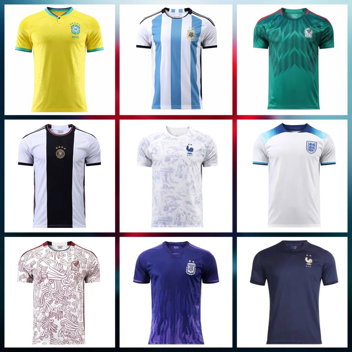 Nova Camisa de Futebol Adulto do Brasil Argentina México Inglaterra Casa e Fora