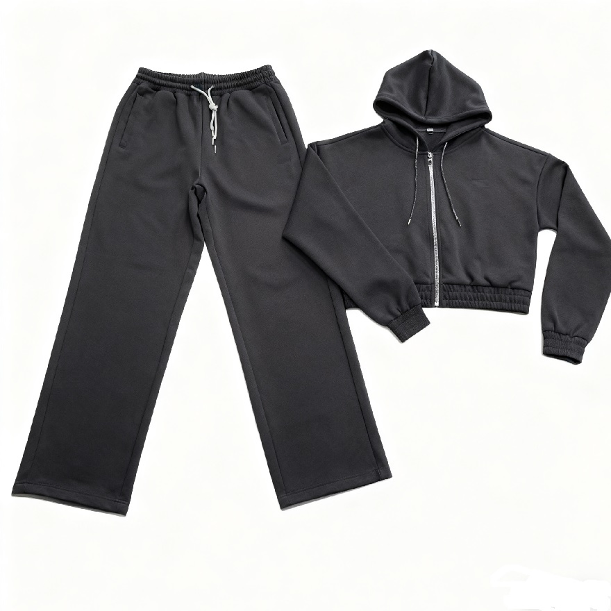 Conjunto de Moletom com Zíper para Mulheres, Calças de Moletom, Roupas Casuais de Esporte, Conjuntos de Treino