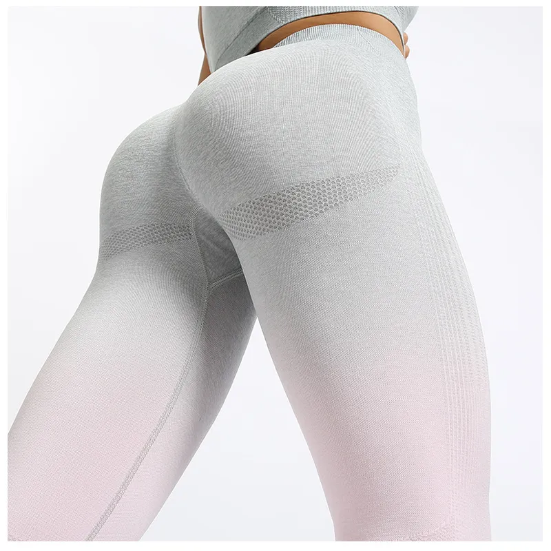 Conjunto de Esportes Ombre de Alta Elasticidade para Mulheres, Conjunto de Yoga Fitness, Roupa de Academia