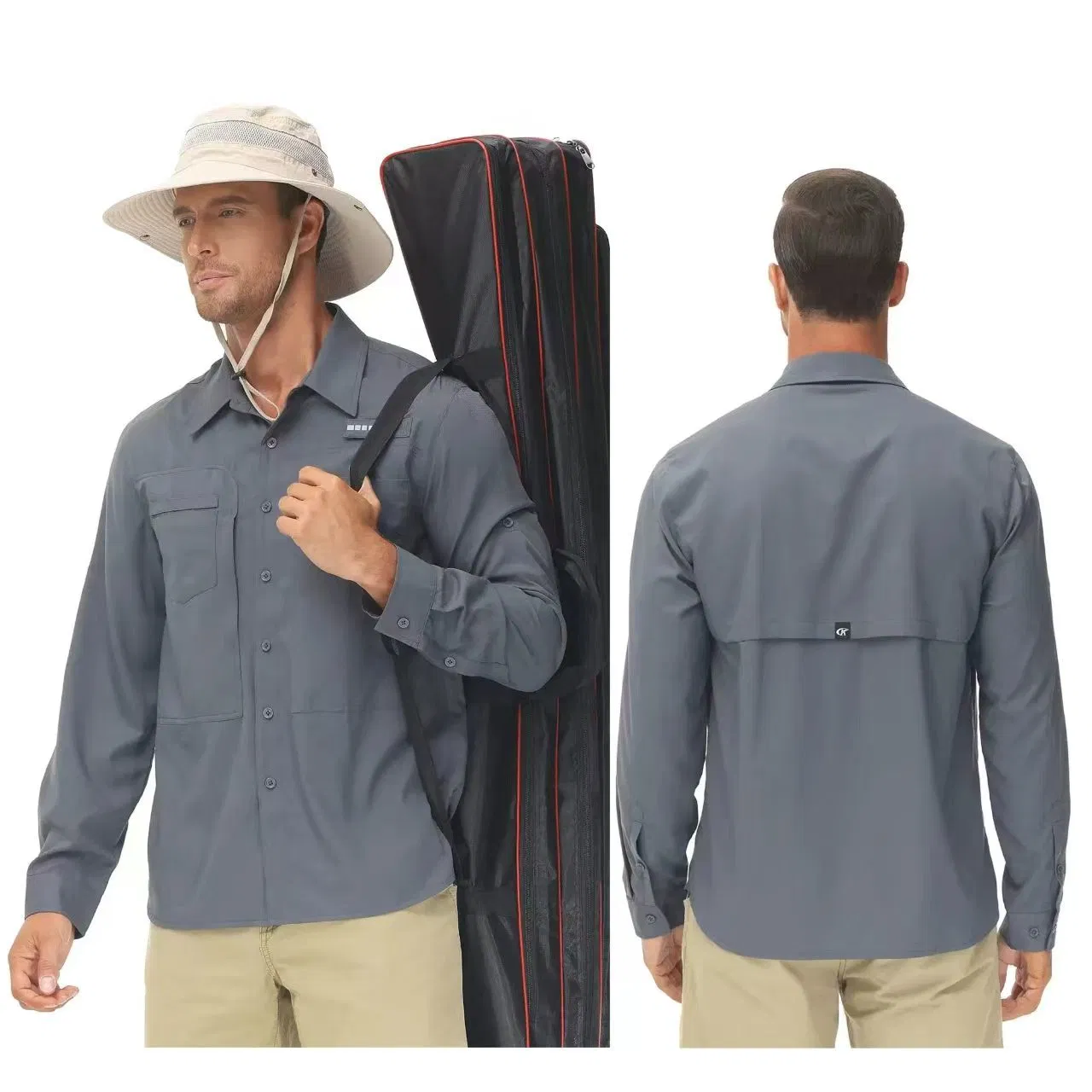 Camisas de Pesca Produzidas em Fábrica, Roupas de Esporte ao Ar Livre com Tecido Respirável e Fresco