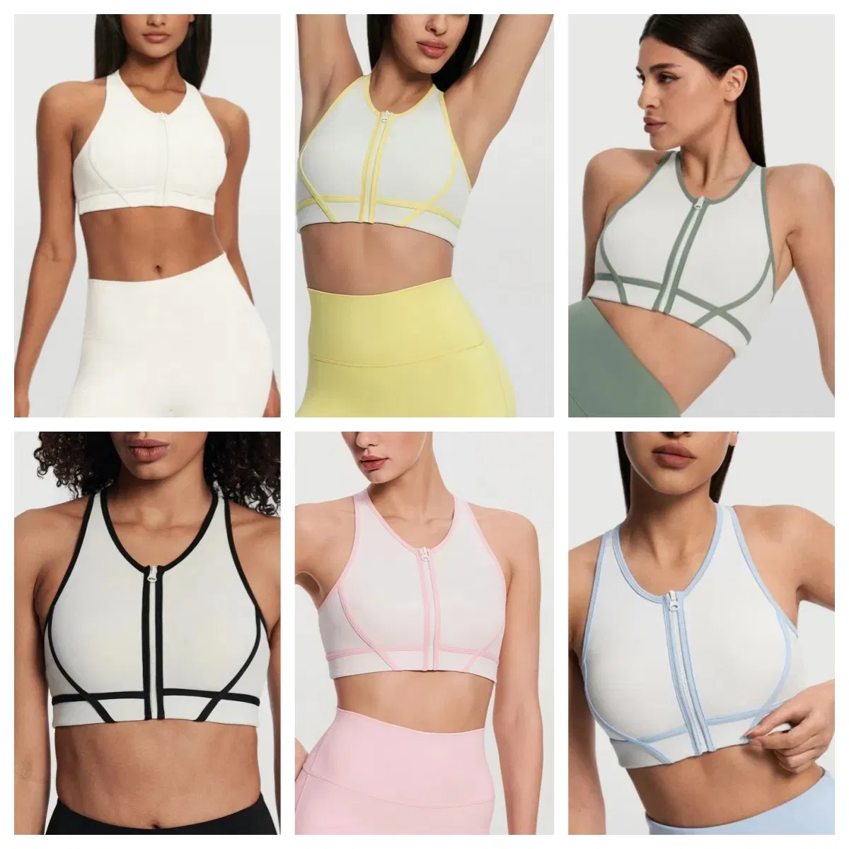 Roupas Ativas de Verão, Roupas de Primavera com Zíper, Sutiã Esportivo em Bloco de Cores, Sem Mangas, Sensação de Nudez, À Prova de Choque, Roupas de Fitness ao Ar Livre, Top de Yoga, Colete Esportivo, Roupas de Academia