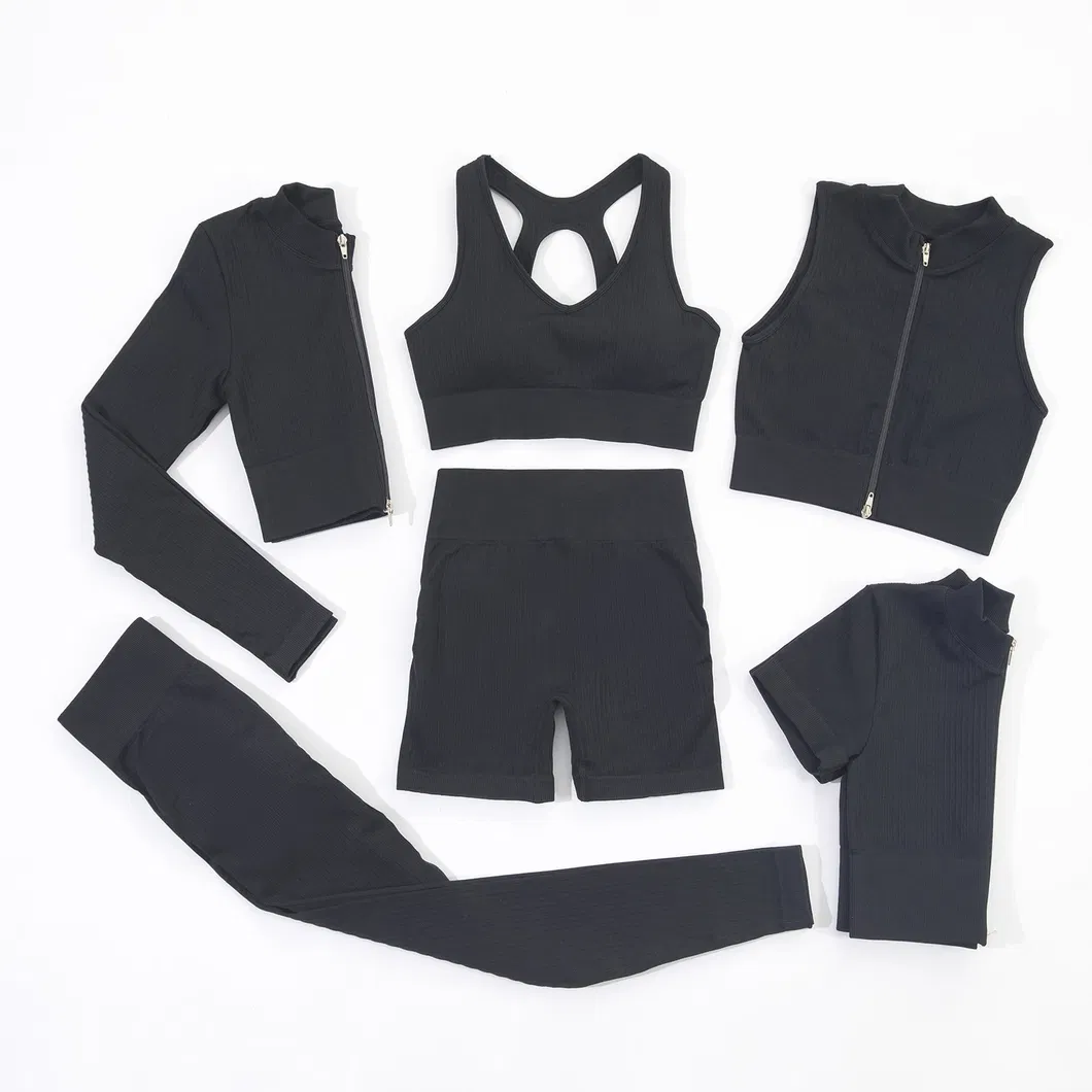 Conjunto de Esportes Feminino Personalizado 6 Roupas de Atividade Fitness Yoga Sem Costura para Academia