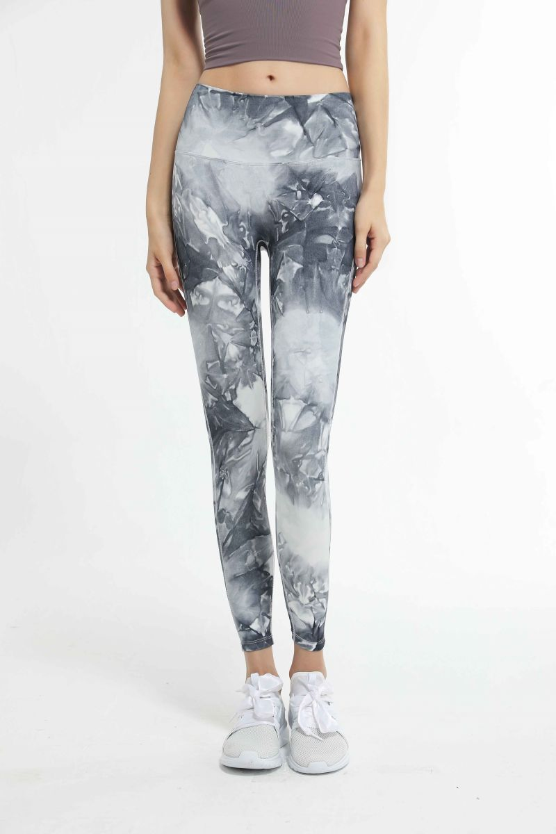 Conjunto de Yoga Feminino com Estampa Elegante, Calças de Ginástica com Push Up