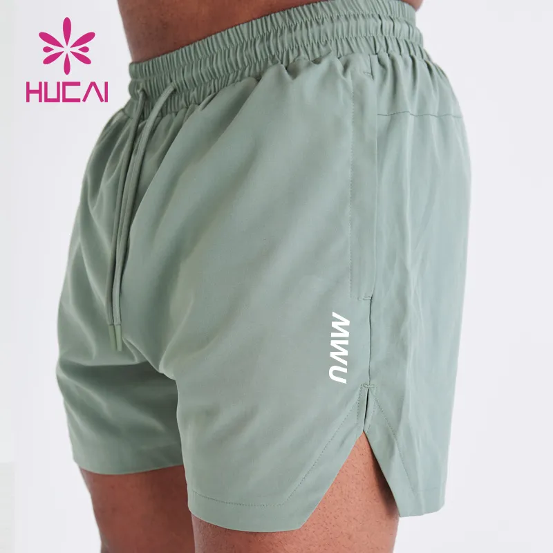 Shorts personalizados de poliéster e elastano respiráveis com cordão, roupas atléticas ativas para corrida, treino e esportes, vestuário masculino para fitness e academia