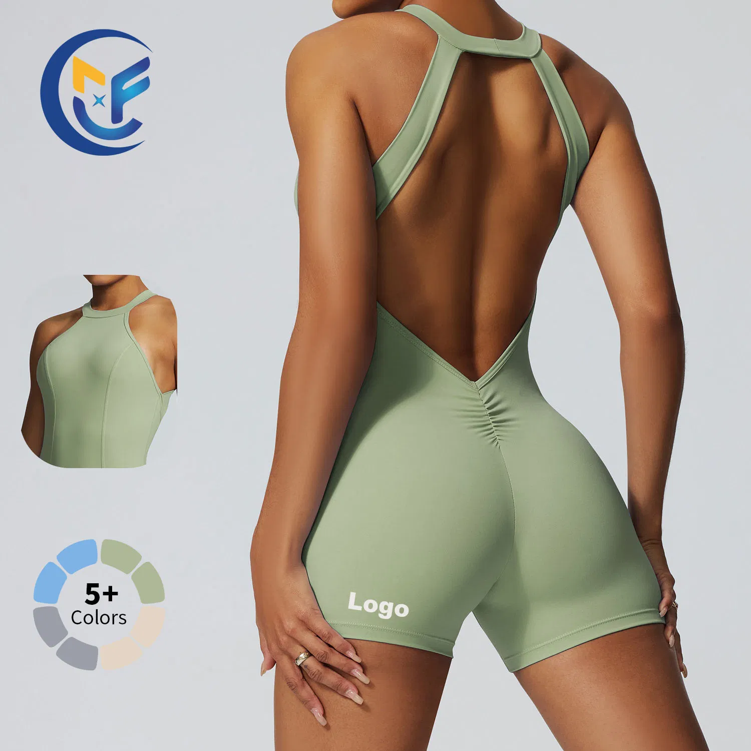 Conjunto de Roupas de Yoga e Corrida Feminino, Top Esportivo Sexy e Shorts de Cintura Alta para Treino