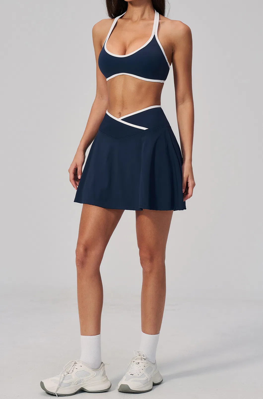 Saia de Tênis Esportiva ao Ar Livre para o Verão, Respirável, Cintura Alta, Modelo A, Conjunto de Academia