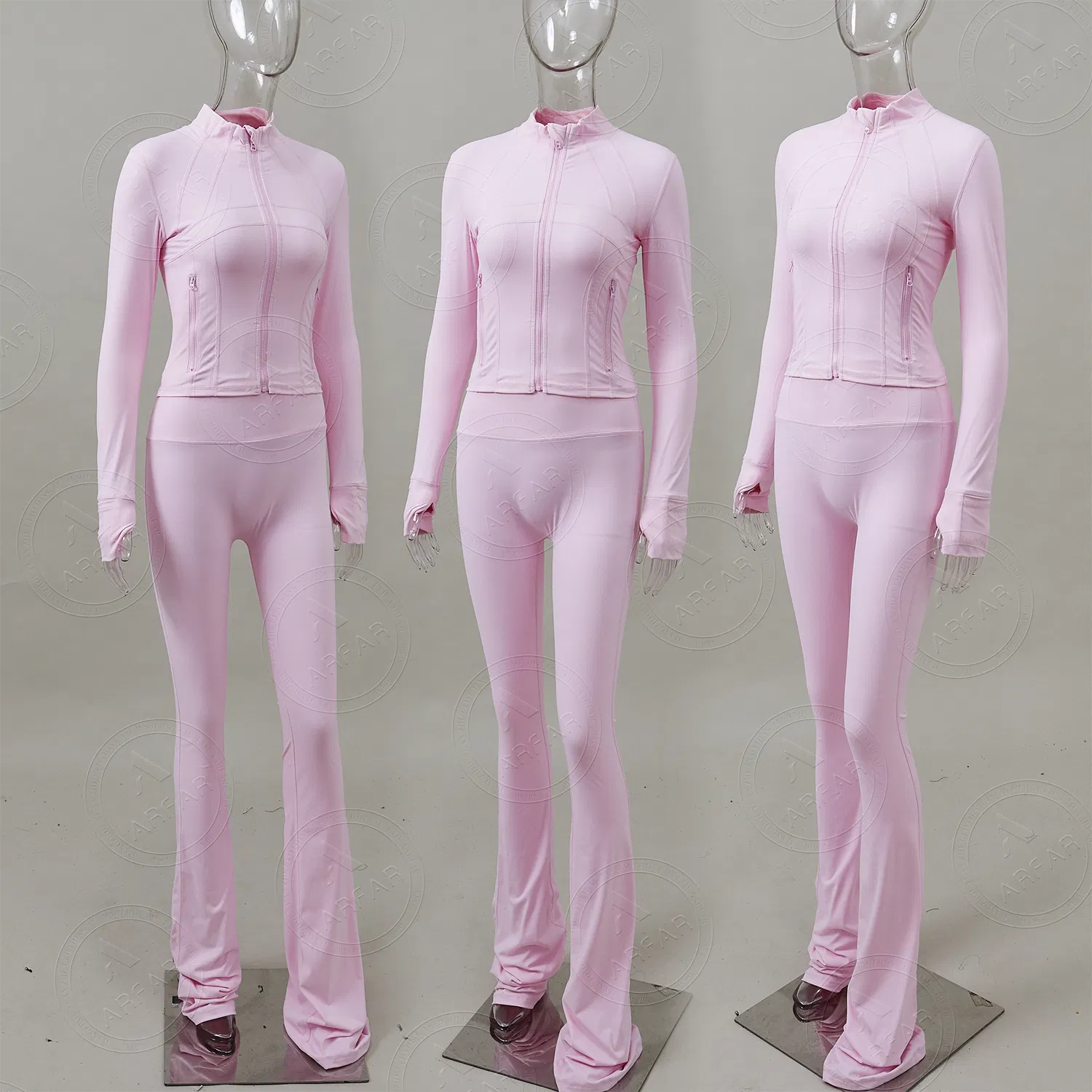 Conjunto de Roupas de Ginástica para Mulheres com Calças de Yoga de Cintura Alta, Jaquetas de Fitness e Leggings de Yoga