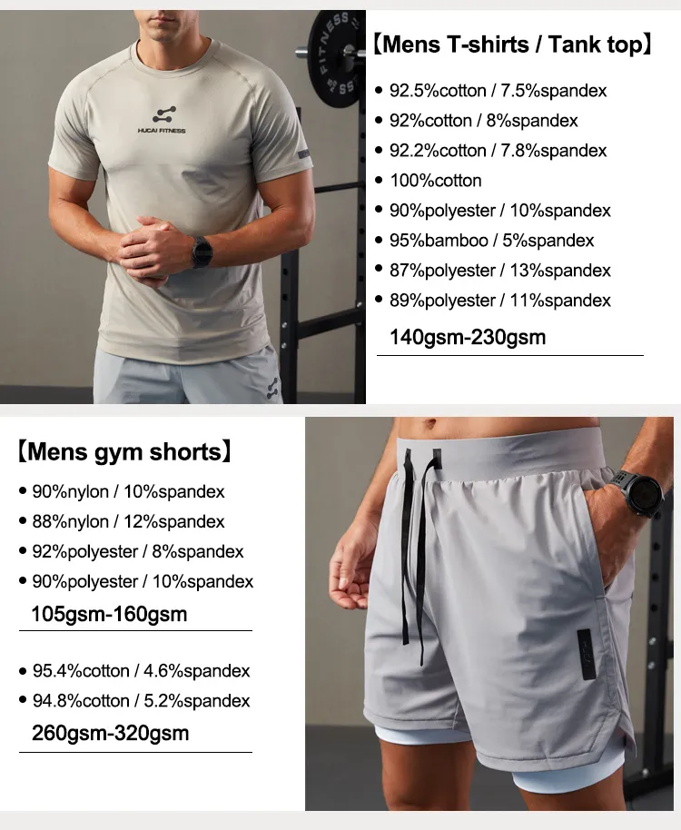 Roupas de Ginástica Ativa para Homens Personalizadas, Leves, Respirável, em Malha, Secagem Rápida, para Treino e Corrida