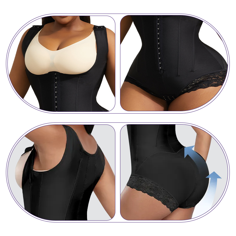 Moldador de Corpo Inteiro de Alta Qualidade com Controle de Barriga, Macacão Shapewear, Fio Dental, Faja Lombar para Mulher, Roupa de Compressão para Uso Pós-Lipoaspiração