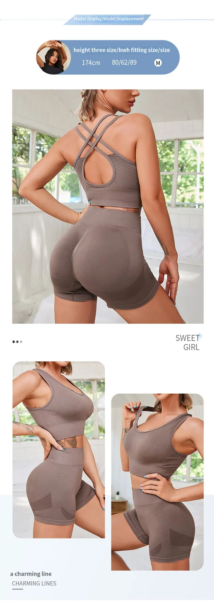 Calças de Yoga de Malha Sem Costura, Camiseta de Manga Curta, Roupas de Exercício para Corrida