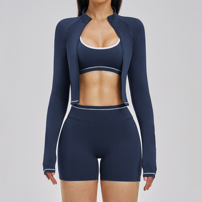 Roupas de Ginástica para Mulheres 3, Atacado Chinês de Roupas para Sutiã Esportivo, Jaqueta e Shorts