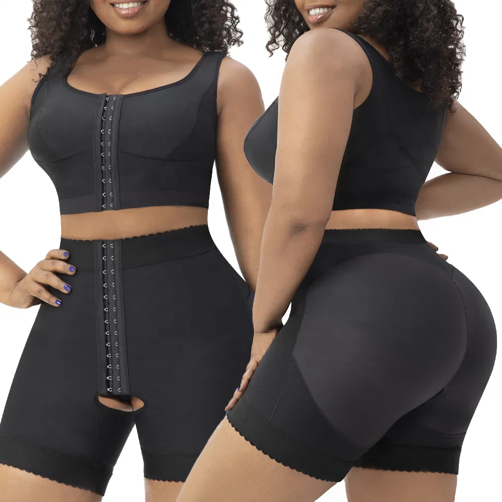 Conjunto de Shapewear para Mulheres com Shorts Modeladores, Tops e Colete de Alta Compressão, Fajas Colombianas Pós-Cirurgia 2
